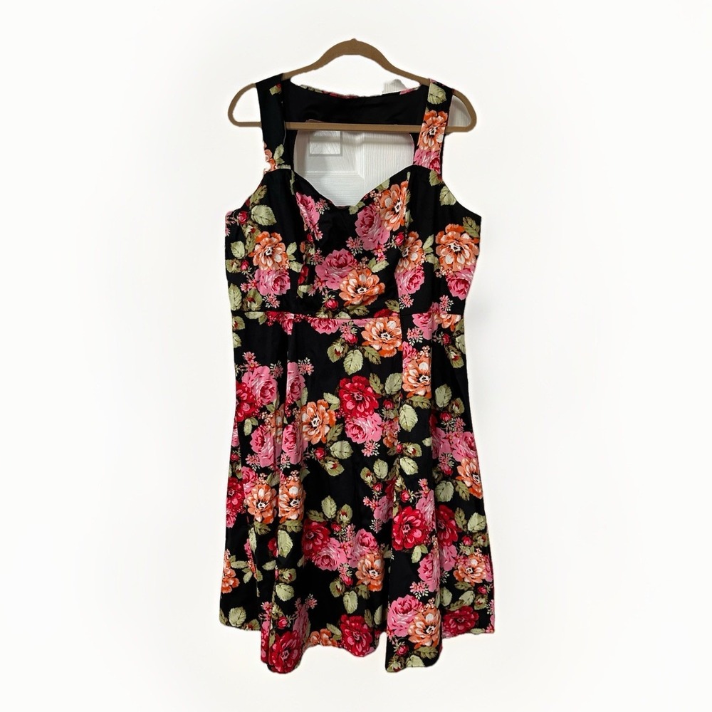Torrid Womens Dress Sz 18 Black Floral Open Back Sleeveless Spring Summer Event